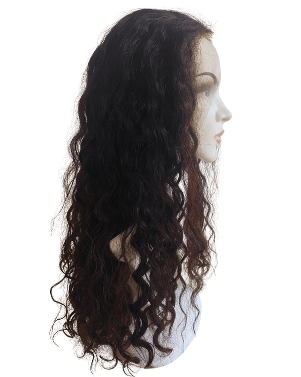 Doğal Saç Tül Peruk - Orta Uzunluk Siyah Renk Kıvırcık Model